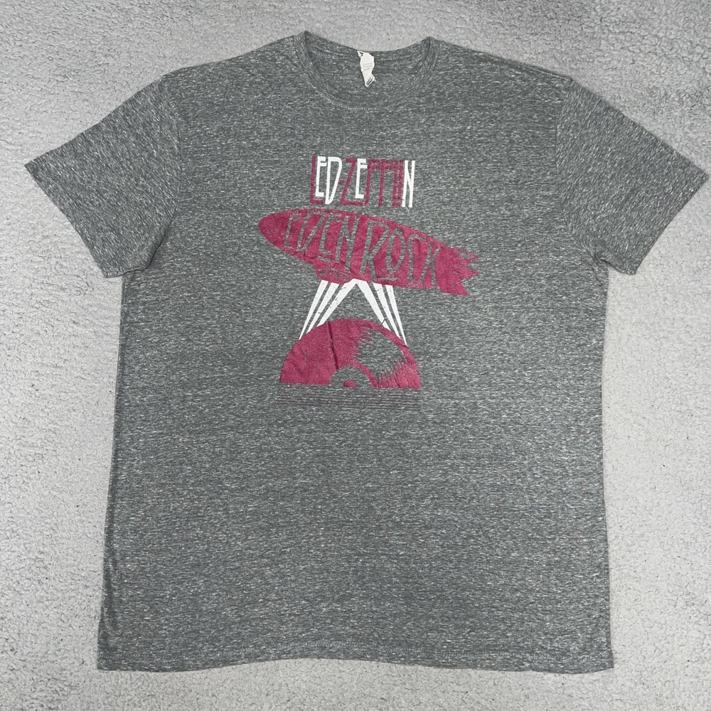 Led Zeppelin Eden Rock T Shirt Men's XL Heather Gray Rock Band Concert Merch Tee